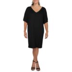 24seven Comfort Apparel Womens Black V-Neck Casual T-Shirt Dress XL BHFO 3765