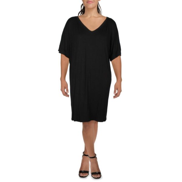 24seven Comfort Apparel Womens Black V-Neck Casual T-Shirt Dress XL BHFO 3765