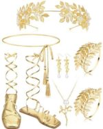 7 Pcs Greek Goddess Costume Accessories Halloween Strappy Sandals Toga Belt C...