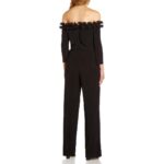 Adrianna Papell Womens Black Ruffled Off The Shoulder Jumpsuit 2 BHFO 1734