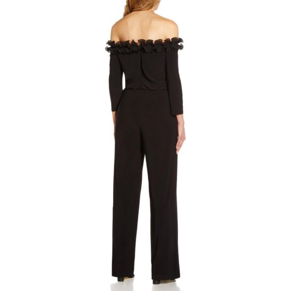 Adrianna Papell Womens Black Ruffled Off The Shoulder Jumpsuit 2 BHFO 1734