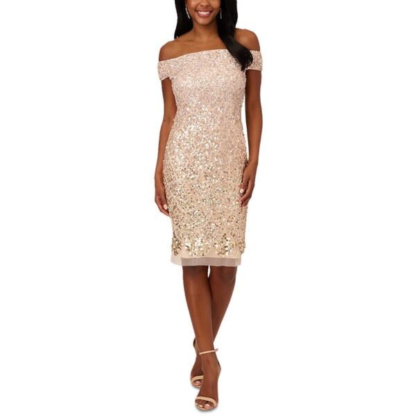 Adrianna Papell Womens Sequined Mini Formal Cocktail And Party Dress BHFO 1871