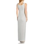 Adrianna Papell Womens Silver Metallic Maxi Evening Dress Gown 2 BHFO 6463