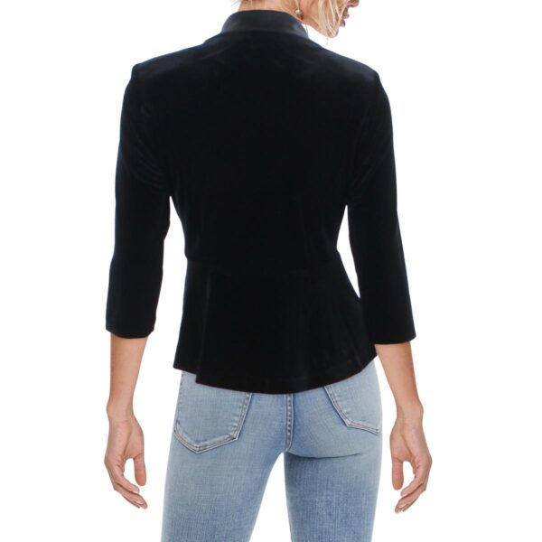 Alex Evenings Womens Black Velvet Peplum Wrap Top Blouse Petites PS BHFO 2885