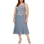 Alex Evenings Womens Blue Sequined Two Piece Dress Plus 14W BHFO 2093