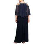 Alex Evenings Womens Navy Embellished Evening Dress Gown Plus 16W BHFO 3877