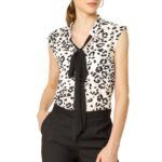 Allegra K Women's Leopard Print Top Sleeveless Contrast Color Shirts