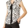 Allegra K Women's Leopard Print Top Sleeveless Contrast Color Shirts