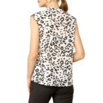 Allegra K Women's Leopard Print Top Sleeveless Contrast Color Shirts