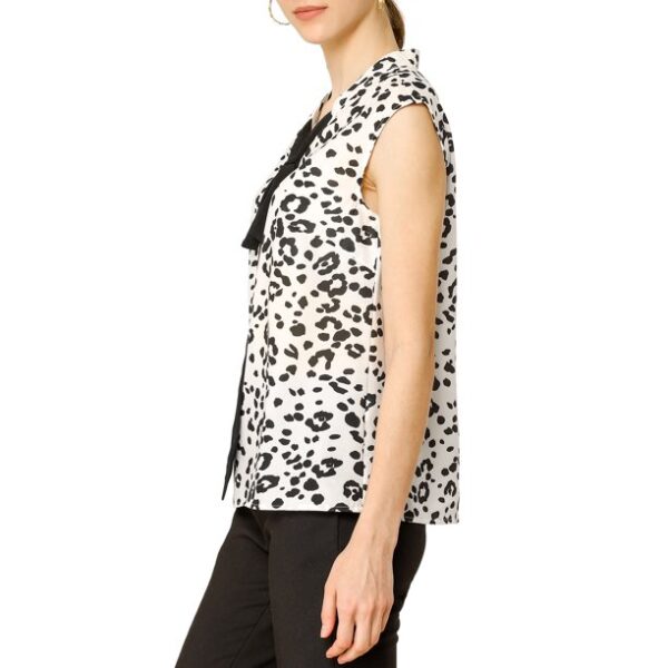 Allegra K Women's Leopard Print Top Sleeveless Contrast Color Shirts