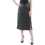 Anne Klein Womens Black Faux Leather Knee-Length Pencil Skirt 8 BHFO 1974