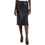 Anne Klein Womens Black Faux Leather Knee-Length Pencil Skirt 8 BHFO 1974