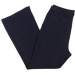 Anne Klein Womens Navy Solid Stretch High Rise Flared Pants 10 BHFO 8830