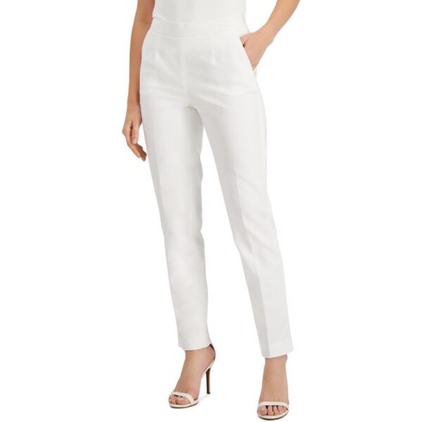 Anne Klein Womens White Woven Mid-Rise Work Dress Pants 4 BHFO 1612