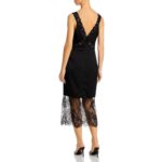 Aqua Womens Black Lace Midi Evening Slip Dress L BHFO 7824