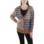 Aqua Womens Enzo Cardi Brown Cardigan Ribbed Button-Up Sweater S BHFO 0929