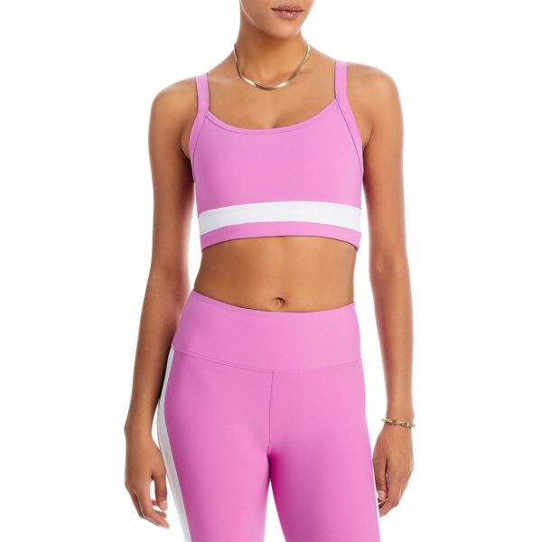 Aqua Womens Pink Striped Polyester Sports Bra Athletic XL BHFO 0812