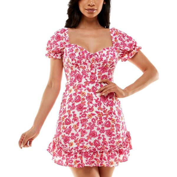 B. Darlin Womens Pink Ruffled A-Line Daytime Mini Dress Juniors 5/6 BHFO 0766