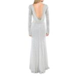 B. Darlin Womens White Sequined Prom Evening Dress Gown Juniors 3/4 BHFO 9817