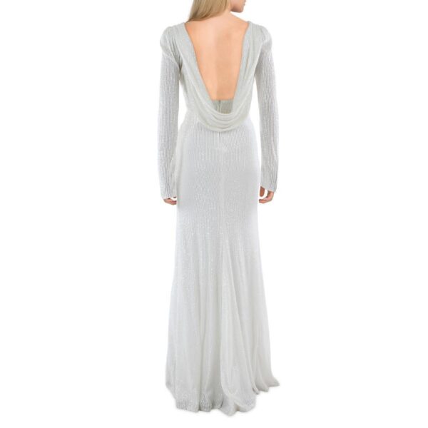 B. Darlin Womens White Sequined Prom Evening Dress Gown Juniors 3/4 BHFO 9817