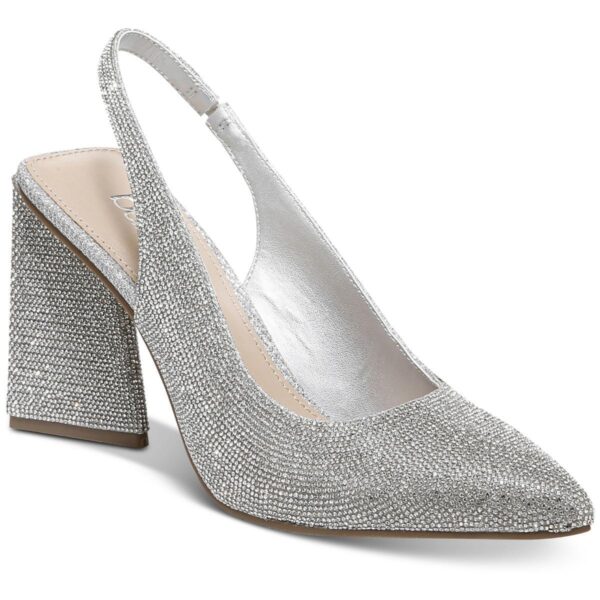 Bar III Womens Arrica Silver Slingback Heels Shoes 6 Medium (B,M) BHFO 8220