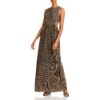 BCBGMAXAZRIA Womens Gold Metallic Cut Out Long Evening Dress Gown L BHFO 7936