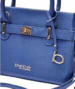 Bebe Womens Evie Blue Faux Leather Satchel NewHandbag Purse Small E03-3459Us 1Sz