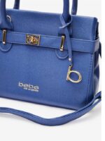 Bebe Womens Evie Blue Faux Leather Satchel NewHandbag Purse Small E03-3459Us 1Sz