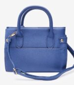 Bebe Womens Evie Blue Faux Leather Satchel NewHandbag Purse Small E03-3459Us 1Sz