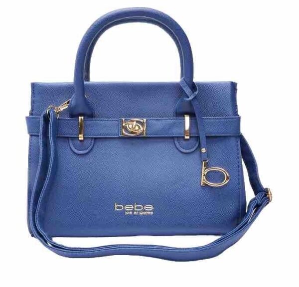 Bebe Womens Evie Blue Faux Leather Satchel NewHandbag Purse Small E03-3459Us 1Sz