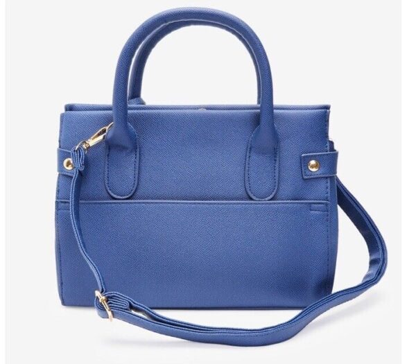 Bebe Womens Evie Blue Faux Leather Satchel NewHandbag Purse Small E03-3459Us 1Sz