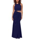 Betsy & Adam Womens Navy Crepe Cut-Out Formal Evening Dress Gown 2 BHFO 0458