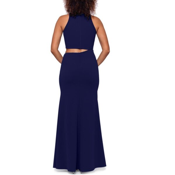 Betsy & Adam Womens Navy Crepe Cut-Out Formal Evening Dress Gown 2 BHFO 0458