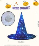 Blue Shining Stars Print Halloween Cone Witch Hat Cosplay for Wizards Masquerade Halloween Party Accessories.