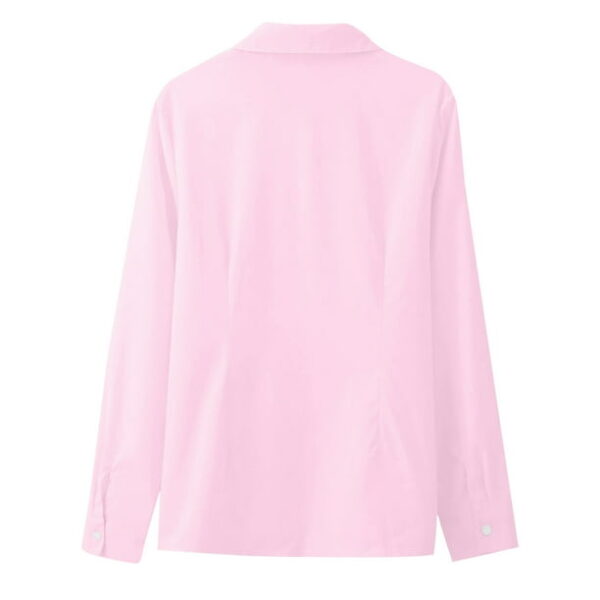 BXJX Womens Shirts Casual Long Sleeve Tops Lapel Solid Workwear Button Down Shirts for Women Pink Size 3XL