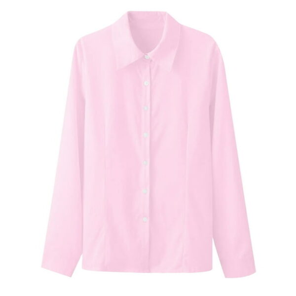 BXJX Womens Shirts Casual Long Sleeve Tops Lapel Solid Workwear Button Down Shirts for Women Pink Size 3XL