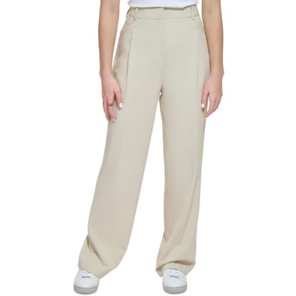 Calvin Klein Womens Beige High Waist Business Wide Leg Pants 16 BHFO 0089