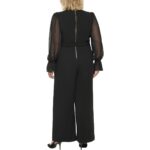 Calvin Klein Womens Black Belted Sheer Sleeves Jumpsuit Plus 20W BHFO 3454