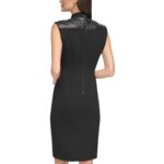 Calvin Klein Womens Black Mixed Media Sheath Dress 4 BHFO 4602