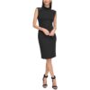 Calvin Klein Womens Black Mixed Media Sheath Dress 4 BHFO 4602