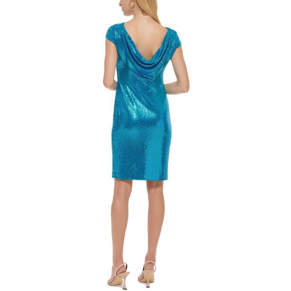 Calvin Klein Womens Blue Metallic Short Party Sheath Dress 2 BHFO 8606