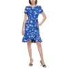 Calvin Klein Womens Blue Work Short Floral Sheath Dress 8 BHFO 2664