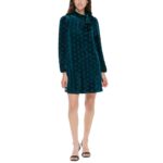 Calvin Klein Womens Green Burnout Polka Dot Work Shift Dress 2 BHFO 7359