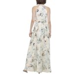 Calvin Klein Womens Ivory Chiffon Floral Halter Evening Dress Gown 6 BHFO 5602