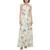 Calvin Klein Womens Ivory Chiffon Floral Halter Evening Dress Gown 6 BHFO 5602