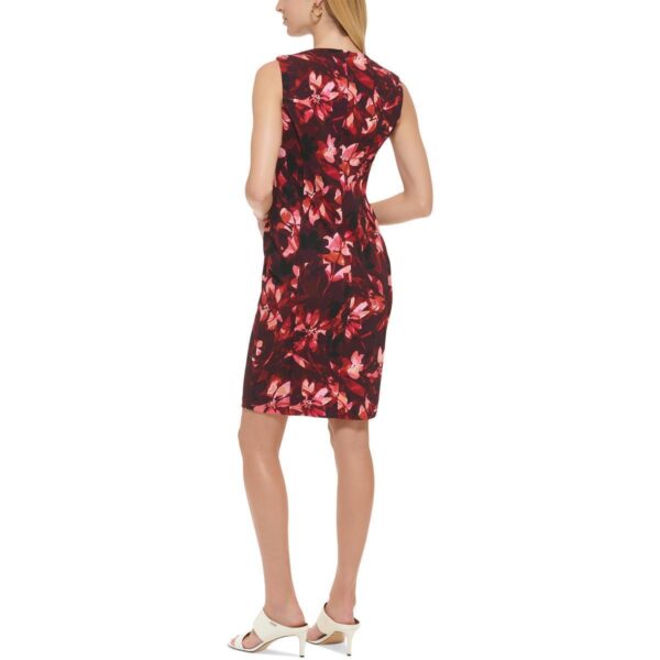 Calvin Klein Womens Red Floral Print Crepe Sheath Dress 4 BHFO 5350