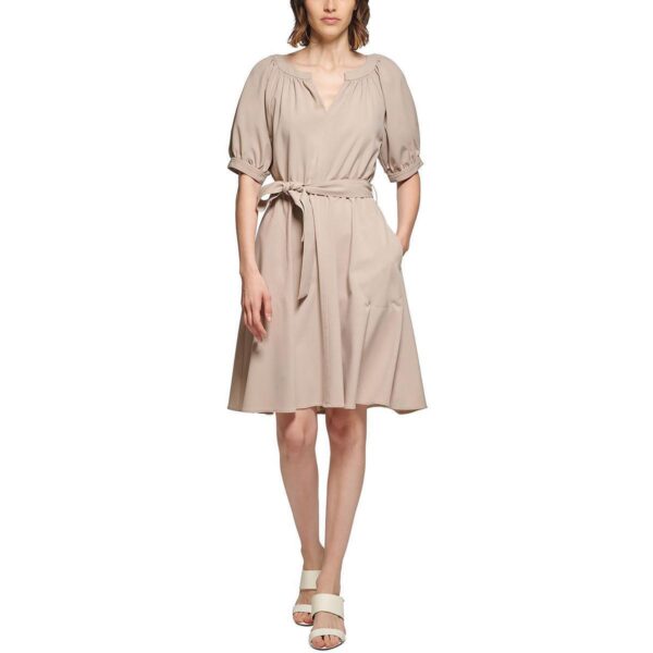 Calvin Klein Womens Tan Work Knee-Length Belted Shirtdress 12 BHFO 0871