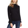 CeCe Womens Black Mock Turtleneck Pleated Sleeves Pullover Top XS BHFO 1271