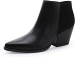 CentroPoint Women's Fashion Block Heel Ankle Boots Pointed Toe Side Zip Leather Booties