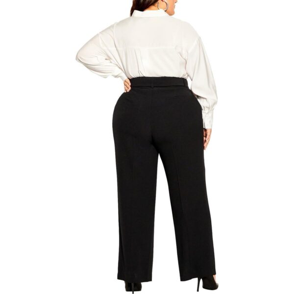 City Chic Womens Black Pleated Polyester Wide Leg Pants 14 BHFO 8440